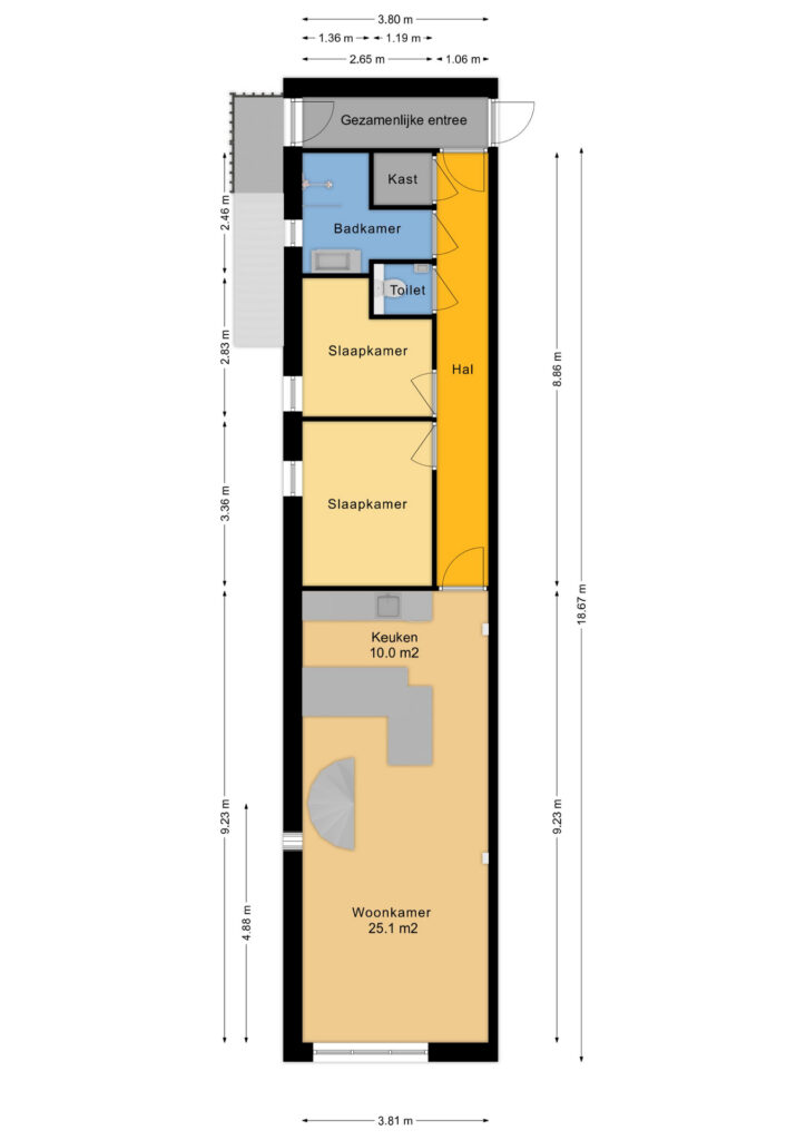 Plattegrond van Echtenstraat 16-12 - Hoogeveen – Plattegrond 3